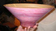 The finished bowl with coloured exterior and oiled interior